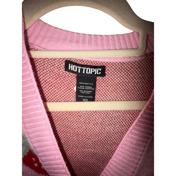 Hot Topic Pink Strawberry Cardigan – Size Medium, Button Front - Picture 2 of 4